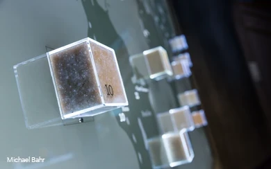 Das Schaubild zeigt die unterschiedlichsten Salze aus verschiedenen Herkunftsländern. Sie unterscheiden sich in Farbe und Körnung.